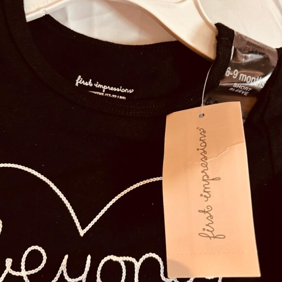 First Impressions Baby Girl “Beyond Cute” Top Black 6-9 Months - Picture 3 of 5